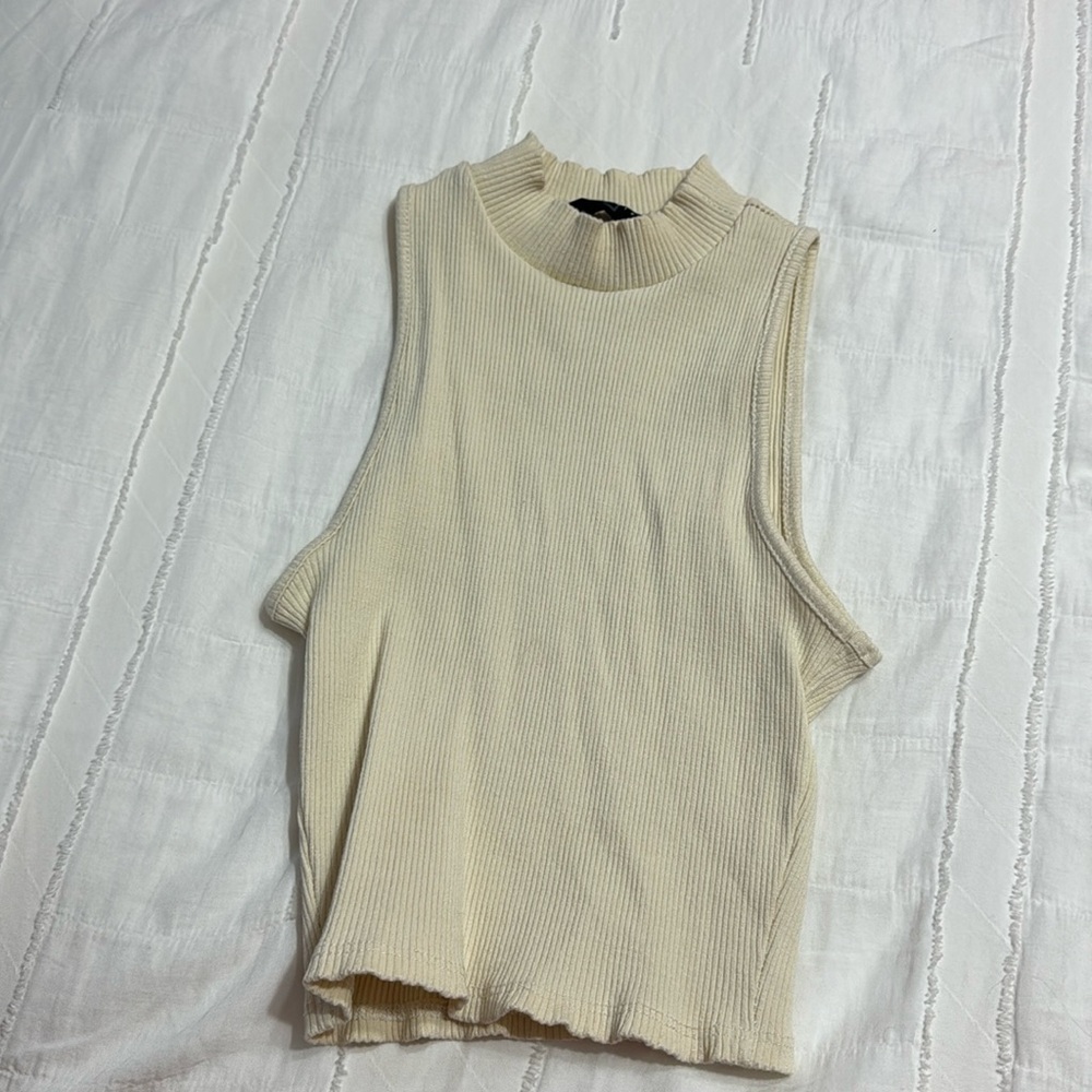 Cream high neck tank